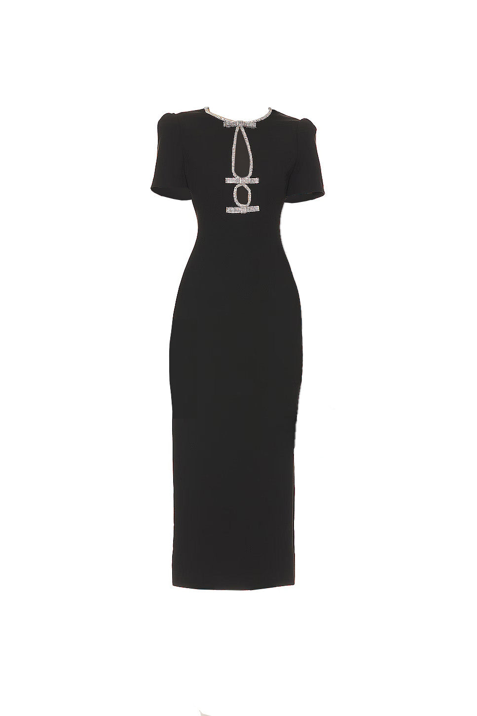 Self-Portrait Crepe Diamante Midi Dress - Black | Garmentory Self-Portrait Crepe Diamante Midi Dress - Black | Garmentory