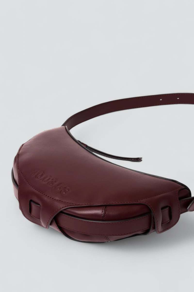 10.03.53 Bordeaux Leather Half Moon Bag
