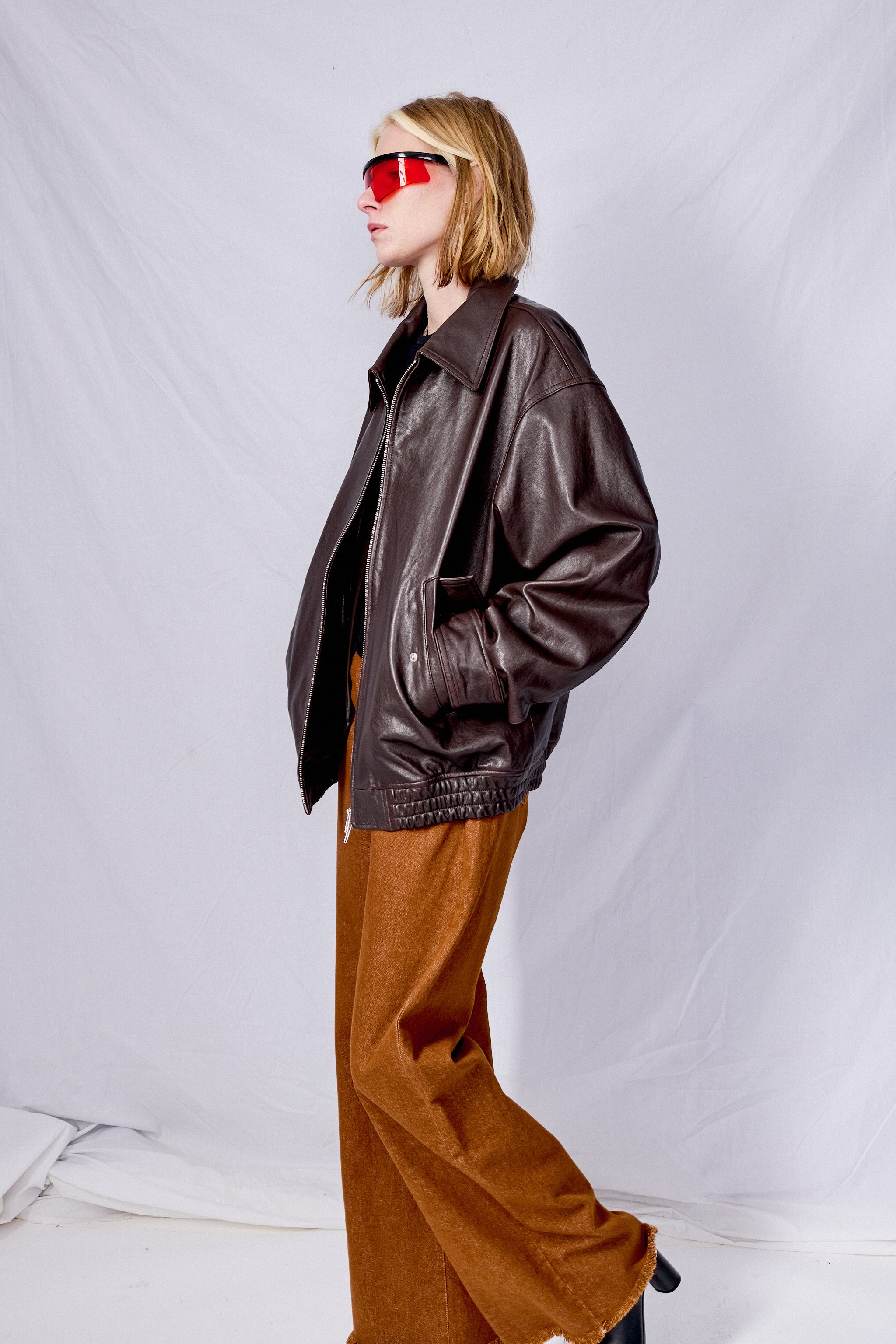 Dunst Unisex Italian Lambskin Leather Blouson - Brown | Garmentory