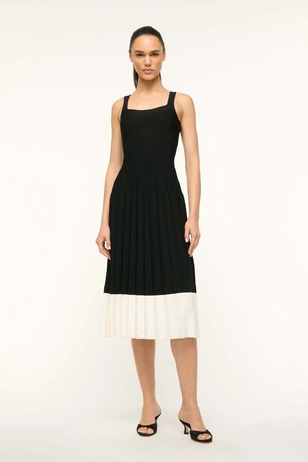 Staud Ellison Dress - Black and Ivory | Garmentory