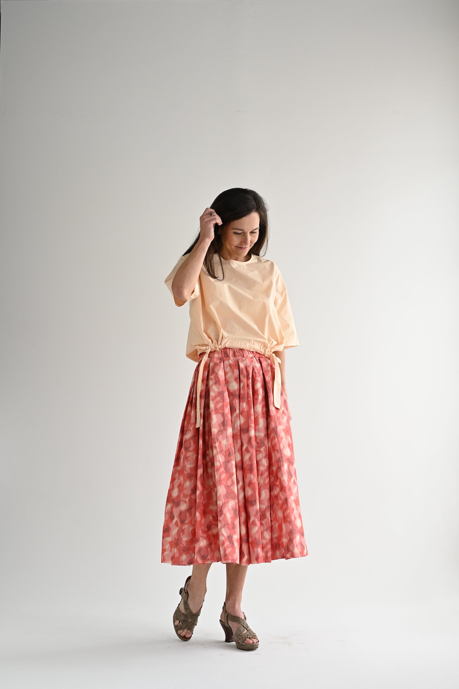 Casey Casey Double Rideaux Skirt - Ikat Coral | Garmentory