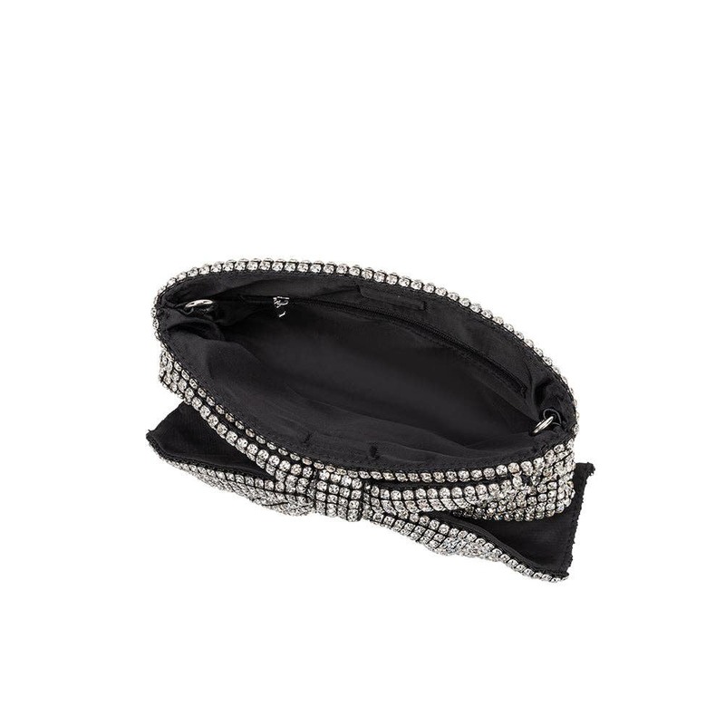 Melie Bianco Jada Silver Bow Rhinestone Crossbody Bag