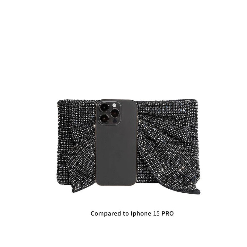 Melie Bianco Jada Silver Bow Rhinestone Crossbody Bag