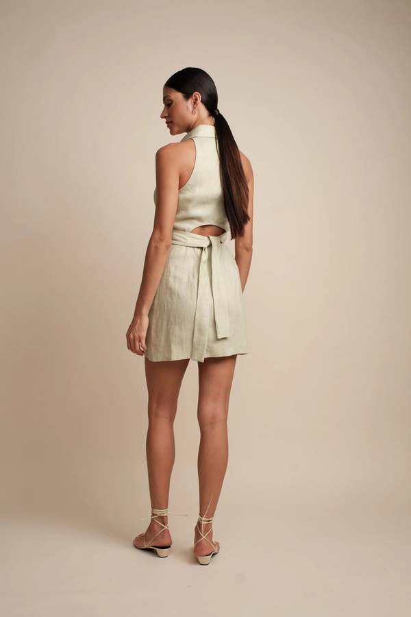 hevron domino mini dress HEVRON Domino Mini Dress - Brown