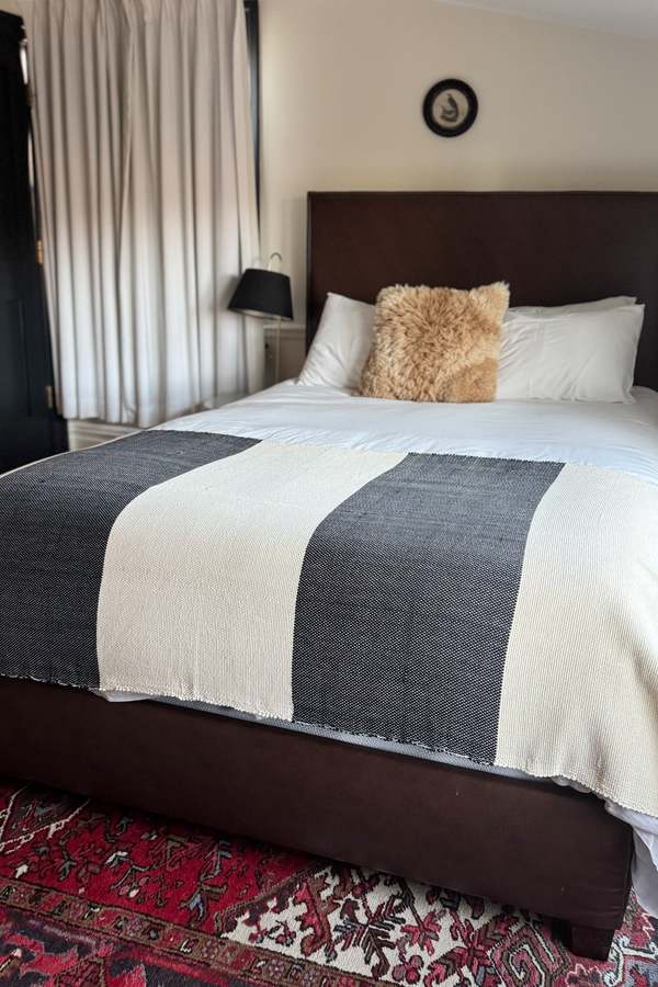 Home & Loft Charcoal and Ivory Kilim Throw