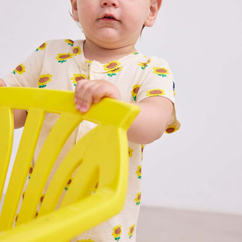 Bobo Choses Baby Sunflower All Over Romper - Beige Bobo Choses Baby Sunflower All Over Romper - Beige