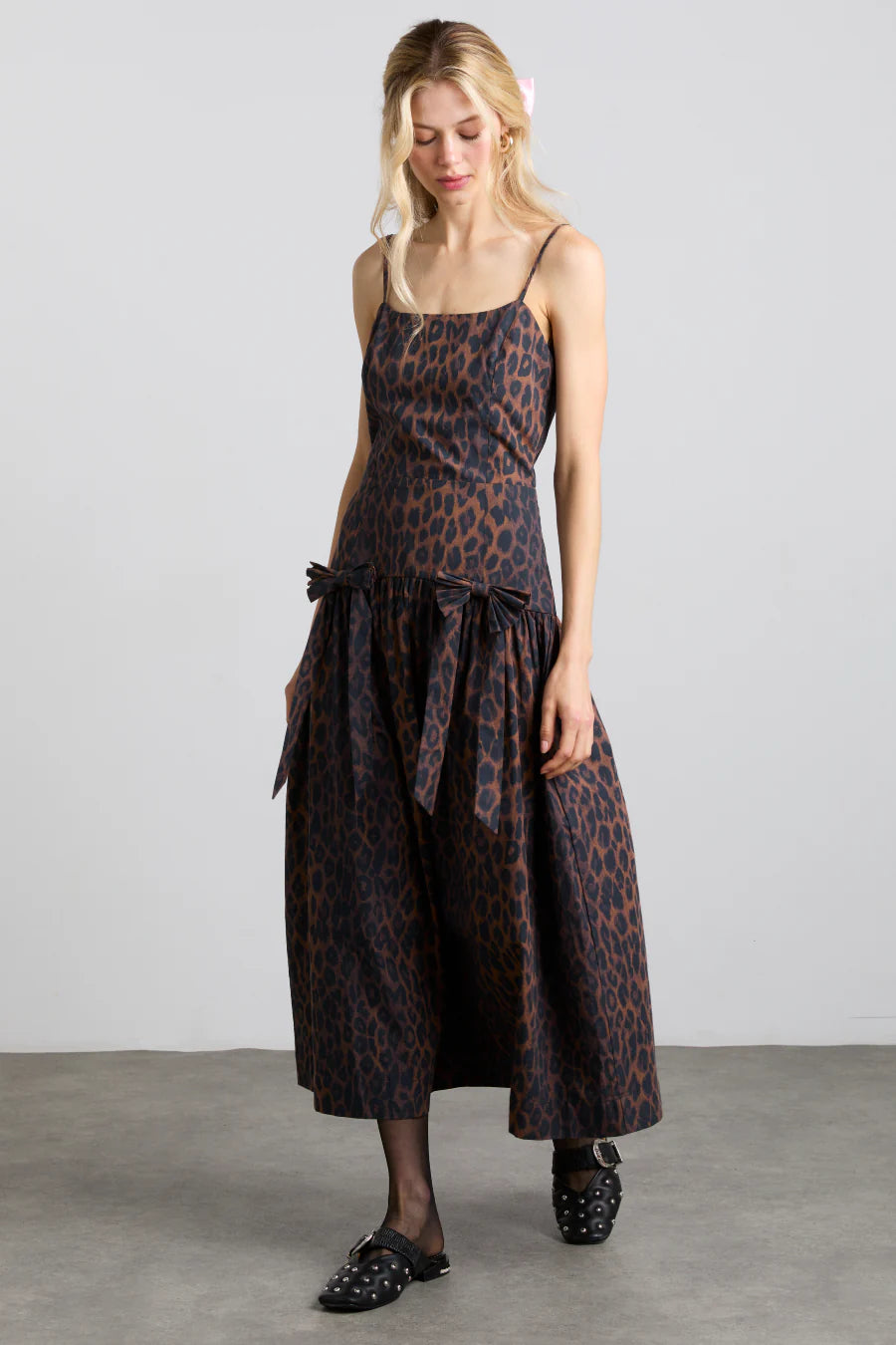 DAMSON MADDER Persephone Midi Dress - Dark Leopard | Garmentory