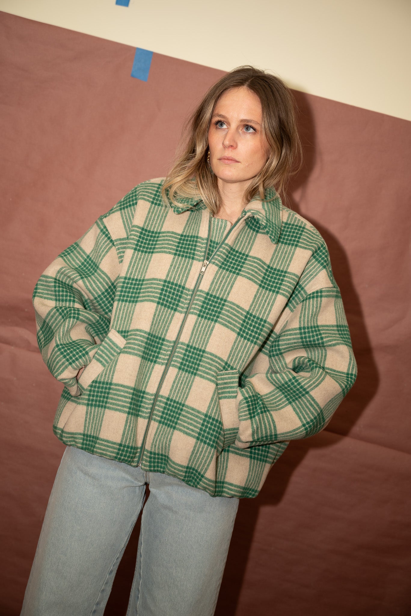 No.6 Wicke Bomber Jacket - Beige/Green | Garmentory