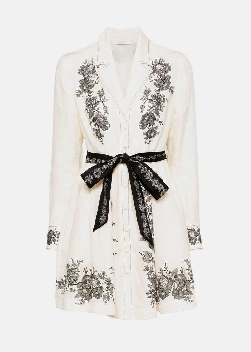 white christmas dresses Zimmermann Honour Corset Mini Dress Cream Floral Print Linen Size 0   Celebrity Owned