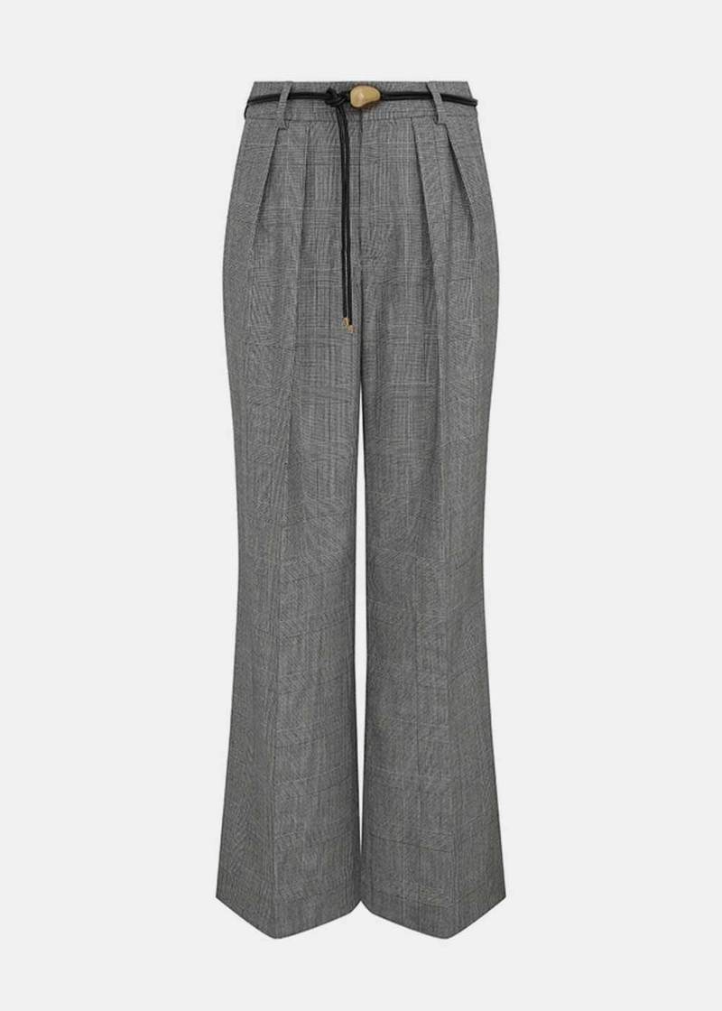 Zimmermann Grey Crush Check Wide Leg Pants | Garmentory
