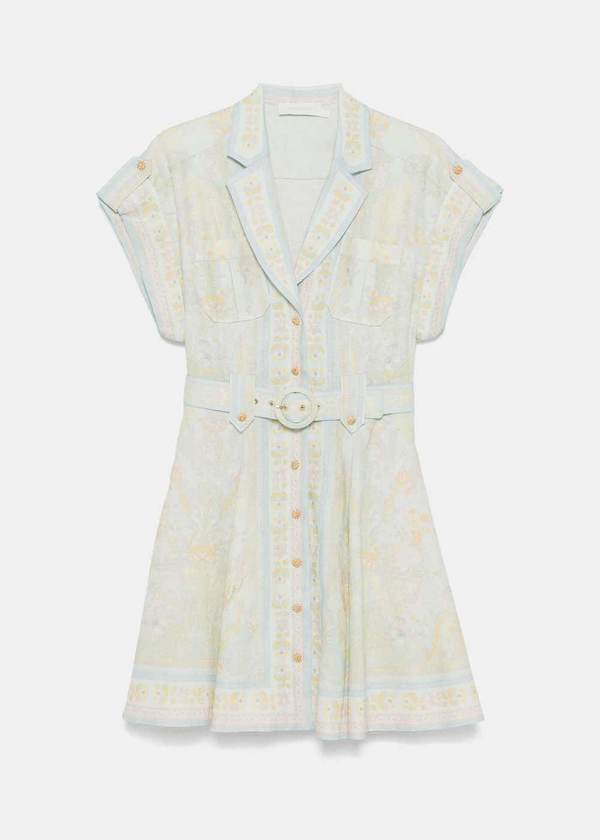 Zimmermann Acacia Mini Shirt Dress - Mint Multi | Garmentory
