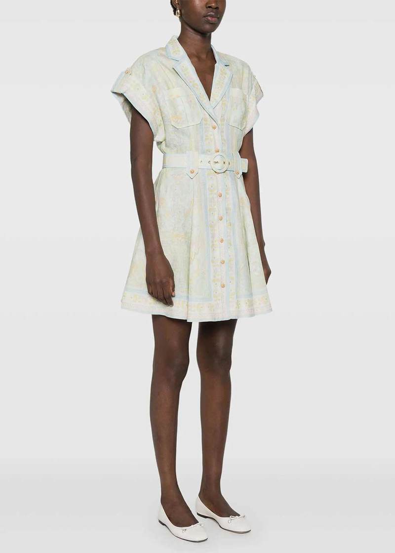Zimmermann Acacia Mini Shirt Dress - Mint Multi | Garmentory