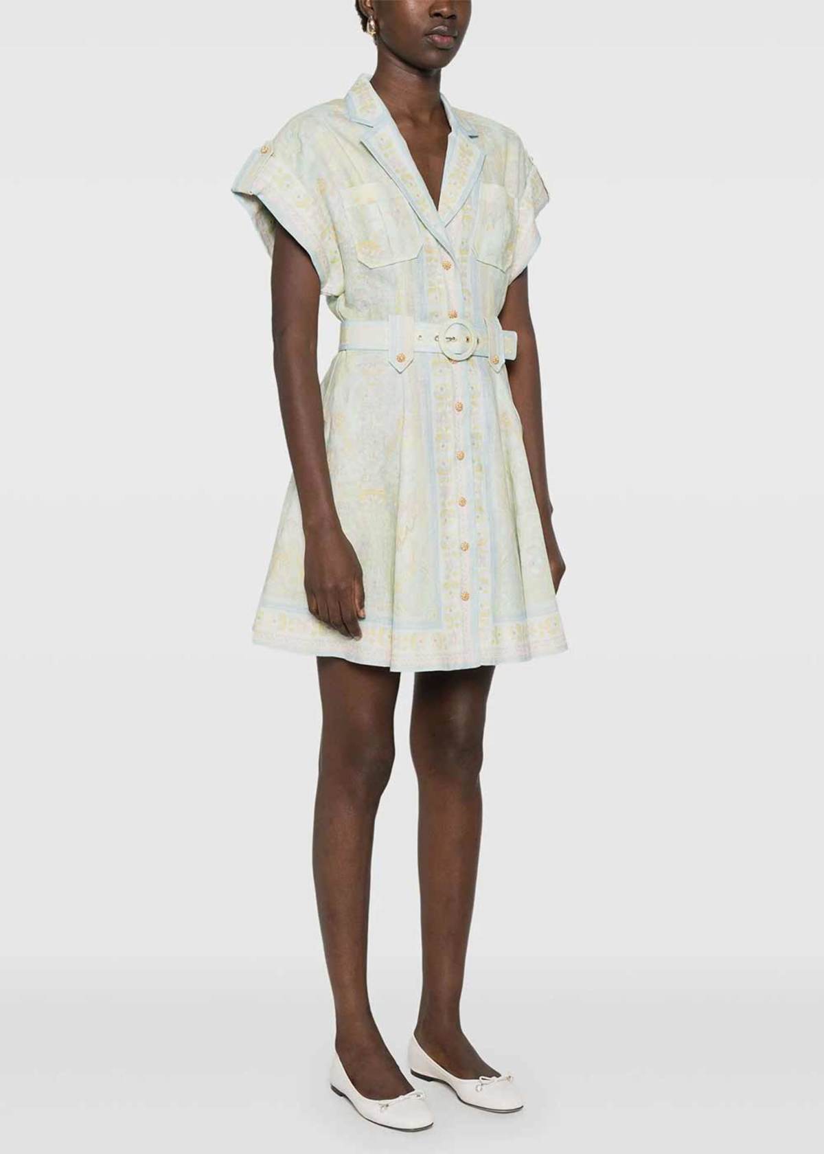 【Zimmermann】ACACIA MINI SHIRT DRESS シャツ ミニドレス Zimmermann Acacia Mini Shirt Dress Mint Multi