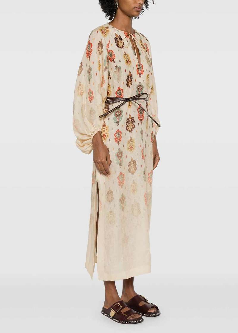 knee length dresses for ladies Zimmermann Wylie Shell Crochet Midi Dress Taupe – blueandcream