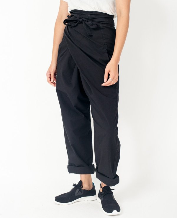 パンツ COSMIC WONDER cotton wrapped pants Black COSMIC WONDER「Cotton flax poplin wrapped pants」 | uminoschole