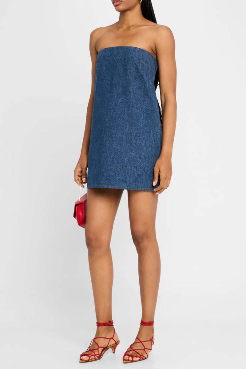  ★Strapless Denim Mini Dress デニムワンピース FRAME Denim Strapless Mini Dress | Garmentory