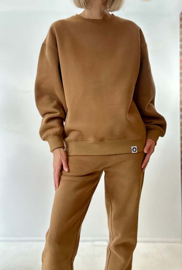 Okay Alright Good Enough Crew Sweatshirt - Cappuccino