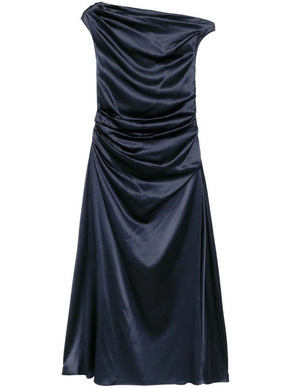 knee length dresses for ladies STAUD MAXI PHARE SILK DRESS BLACK main image 1