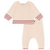 KIDS Petit Bateau Two Piece Set - Cream/Red Stripes - Thumbnail 2