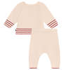 KIDS Petit Bateau Two Piece Set - Cream/Red Stripes - Thumbnail 4
