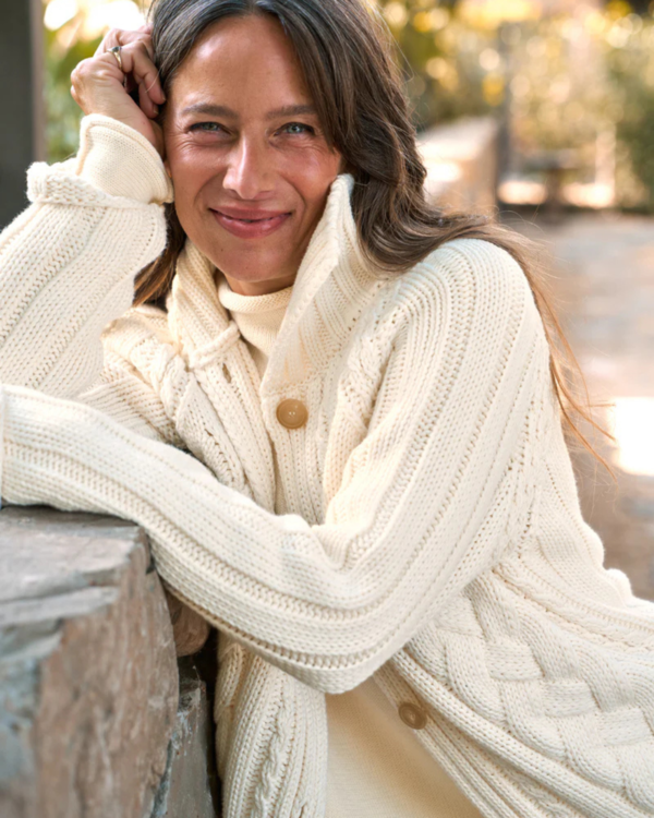 Frank&amp;Eileen フランクアンドアイリーン カーディガン S 白 【古着】【中古】【送料無料】 FRANK AND EILEEN - COTSWOLDS CABLE KNIT CARDIGAN IN IVORY