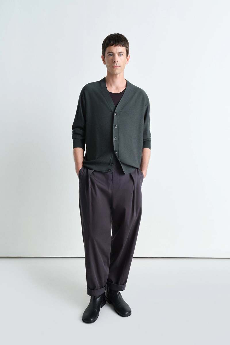 Lemaire Relaxed Twisted Cardigan - Carbon | Garmentory