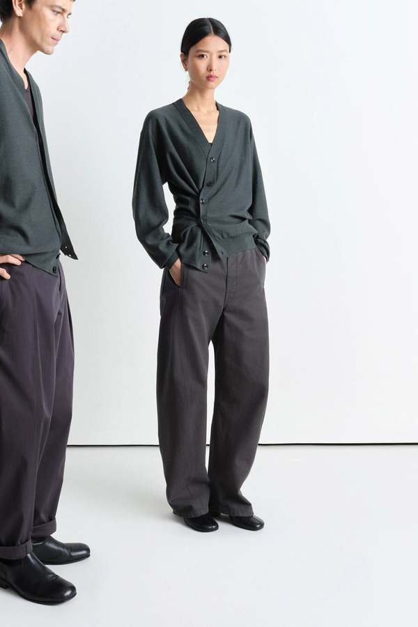 Lemaire Relaxed Twisted Cardigan - Carbon | Garmentory