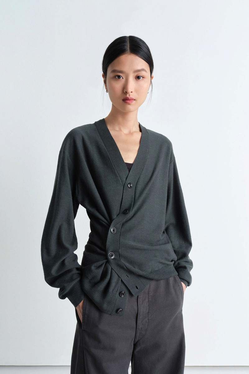 トップス lemaire twisted cardigan S Dark Cacao Twisted Cardigan With Scarf | LEMAIRE