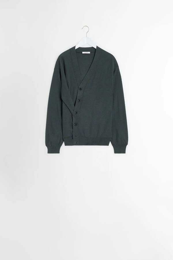 Lemaire Relaxed Twisted Cardigan - Carbon | Garmentory