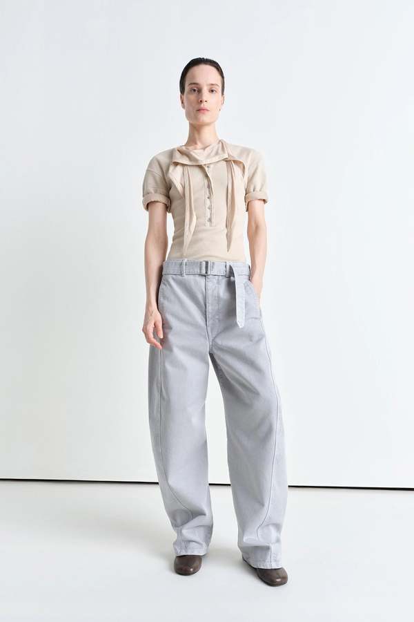 LEMAIRE TWISTED BELTED PANTS グレー Mサイズ TWISTED BELTED PANTS IN DENIM - Heather - Garment Dyed Snow Heavy