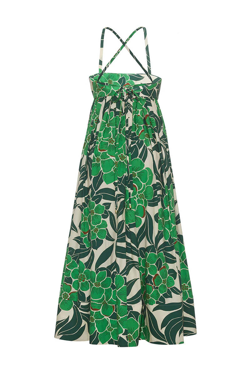 green emerald velvet dress The Leora Dress Green/Pink Multi / L