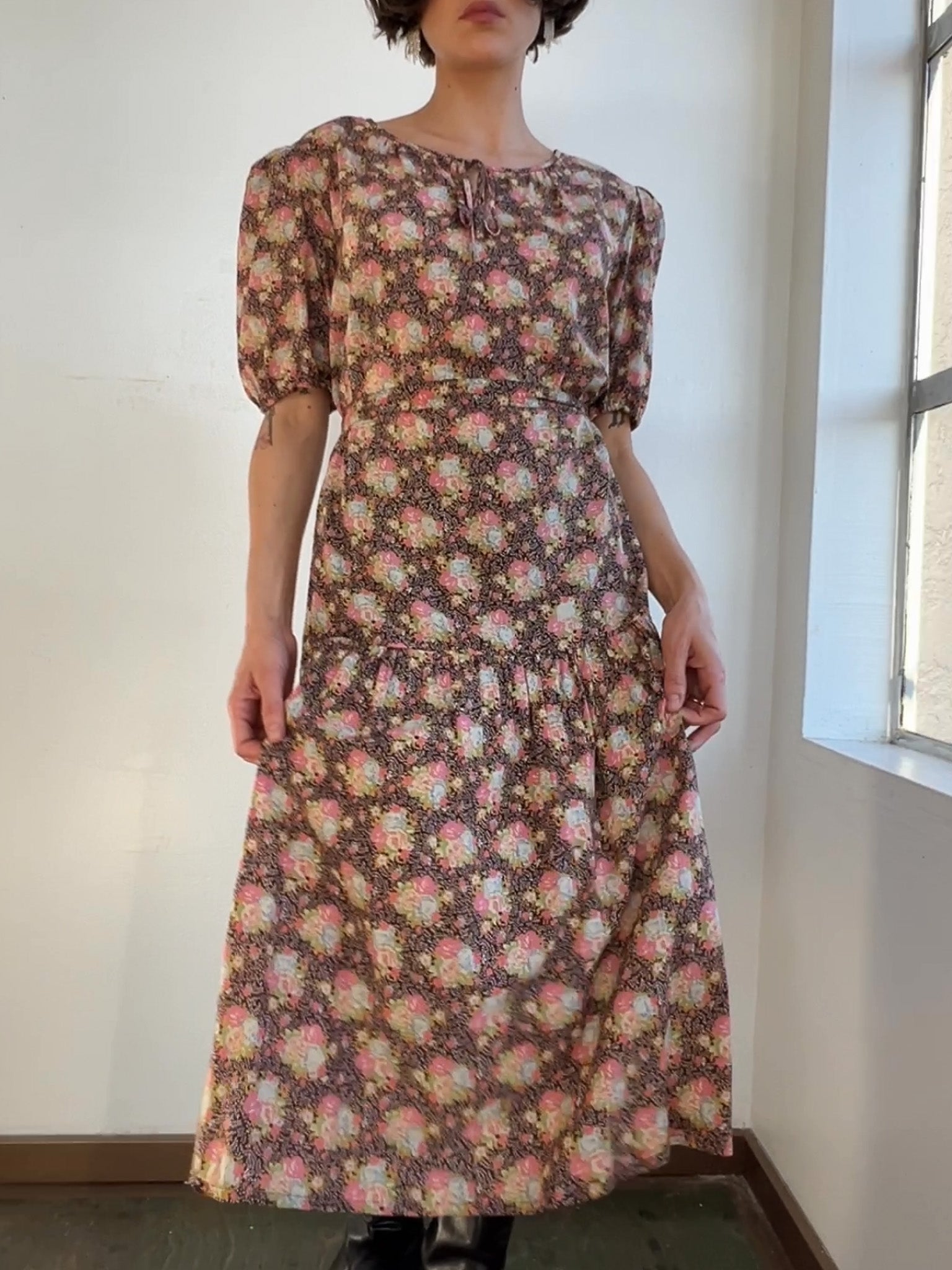 Vintage Chocolate Flora Dress - Brown | Garmentory