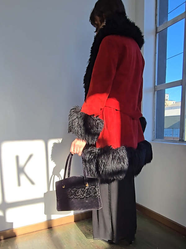 Vintage Merlot Suede Penny Lane Coat