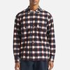 Universal Works L/S Utility Shirt - Navy/Brown Check Ikat - Thumbnail 1