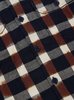 Universal Works L/S Utility Shirt - Navy/Brown Check Ikat - Thumbnail 5