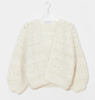 Maiami Alpaca Crochet Bomber Cardigan - Creme - Thumbnail 1