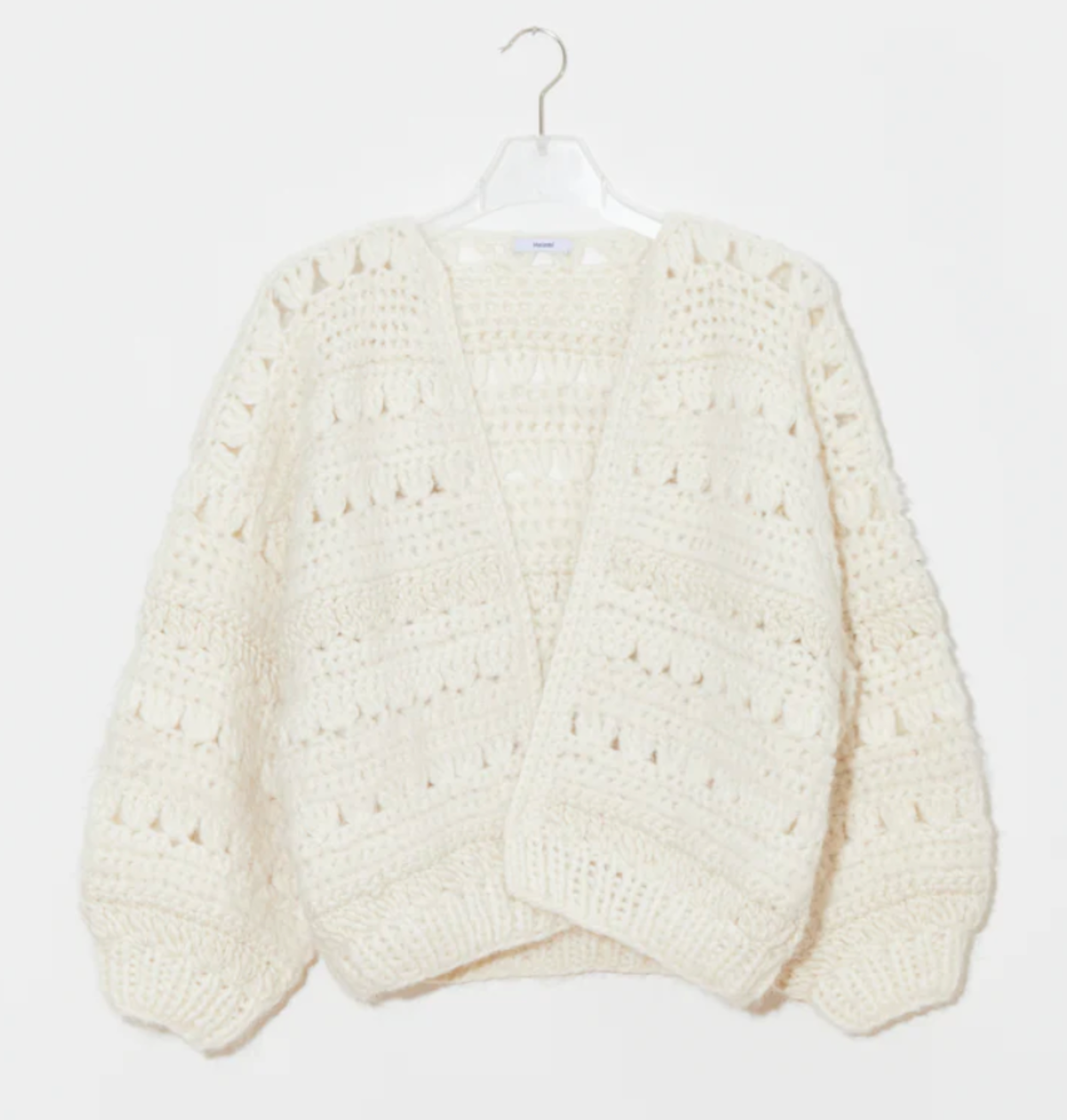 Maiami Alpaca Crochet Bomber Cardigan - Creme - Image 1 of 1