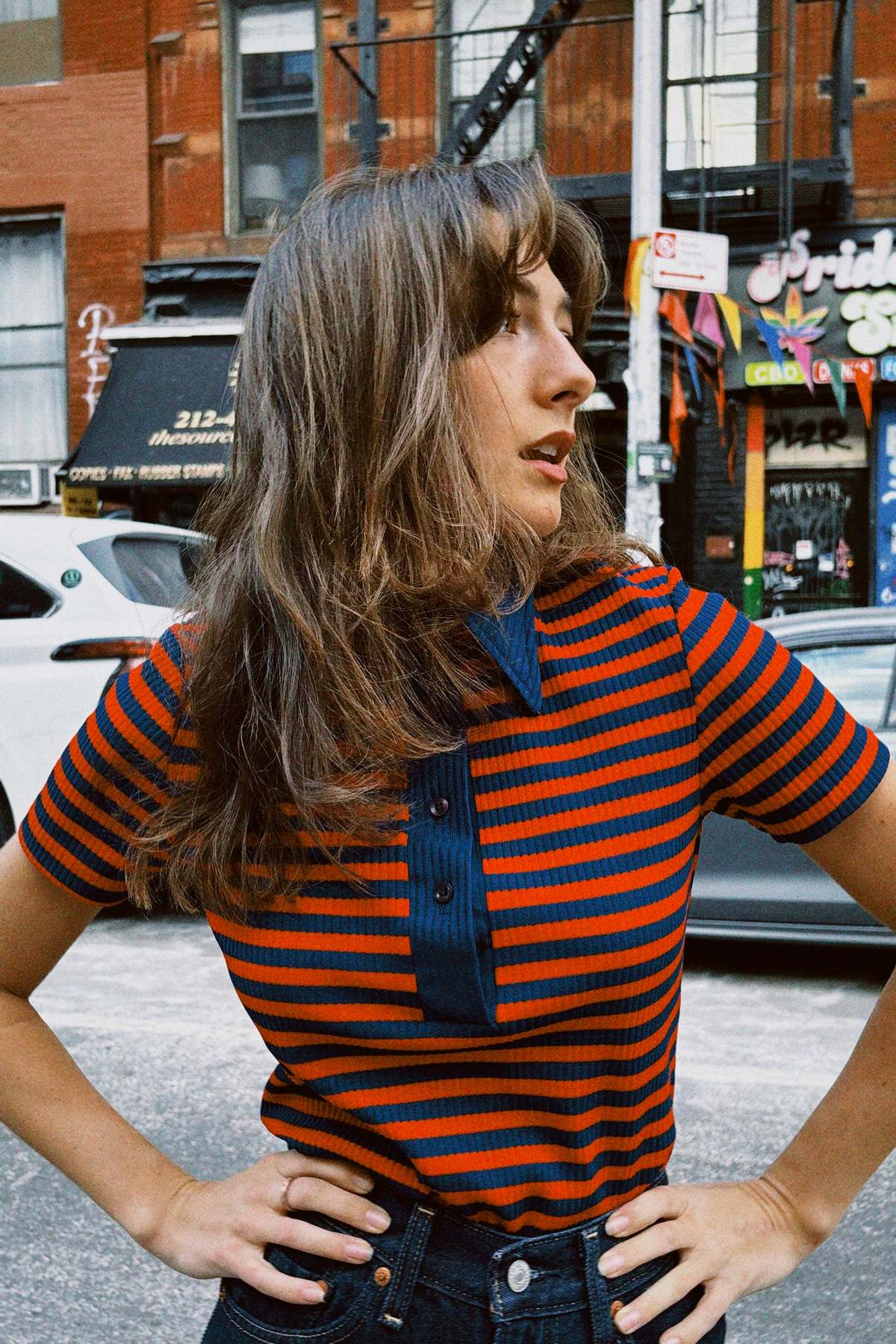 Vintage 70s Stripe Dagger Collar Top | Garmentory