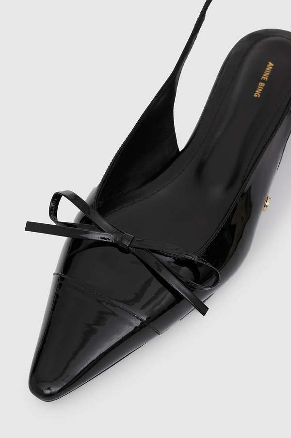 Anine Bing Zoey Slingback Heels - Black Patent | Garmentory