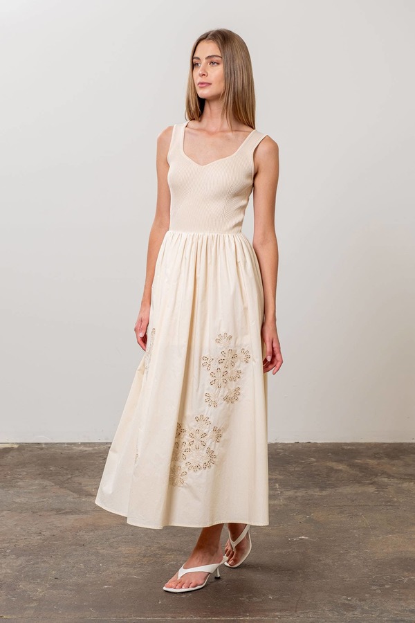 Moon River Sweater Top Midi Dress - Cream | Garmentory Moon River Sweater Top Midi Dress - Cream | Garmentory