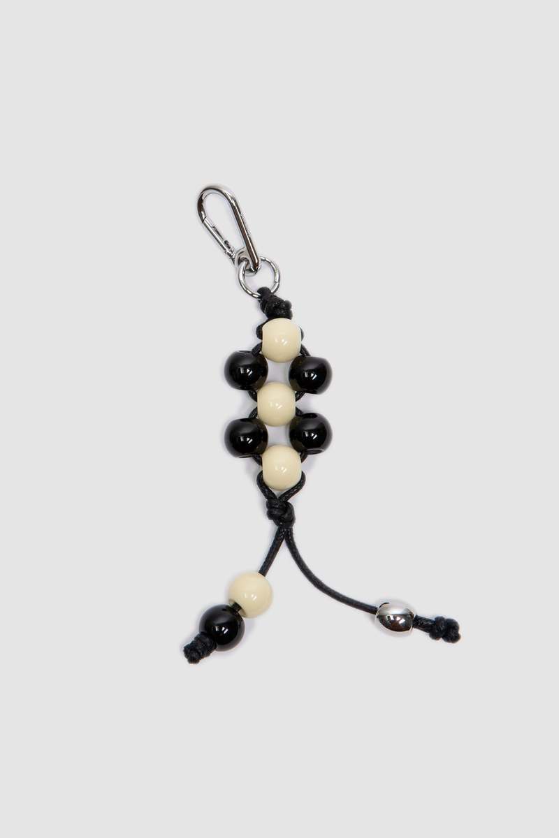 Lemaire Beaded Key Ring - Black/White | Garmentory