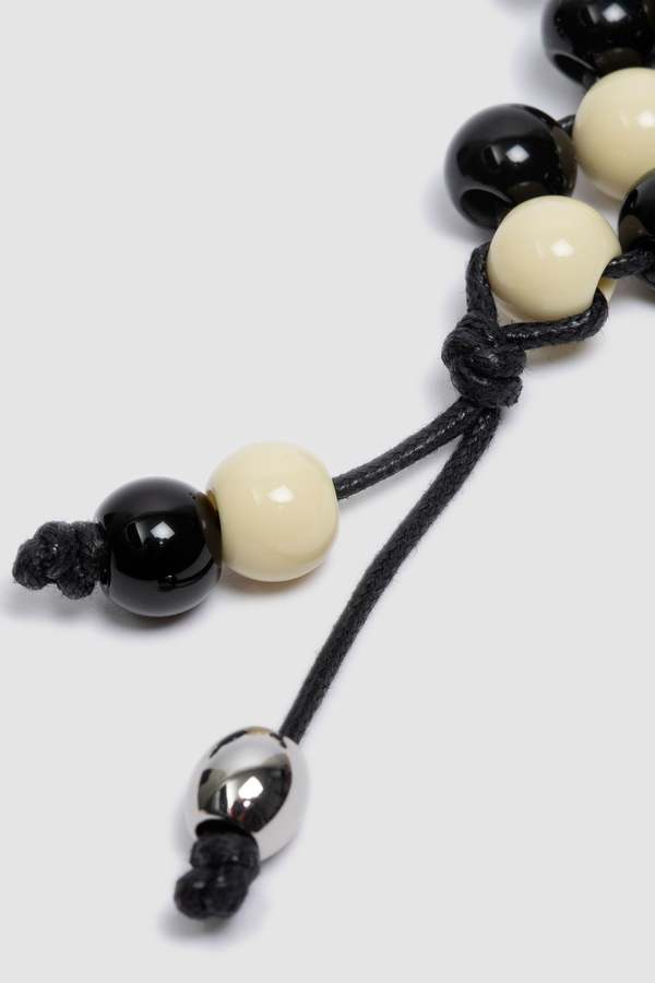 Lemaire Beaded Key Ring - Black/White | Garmentory