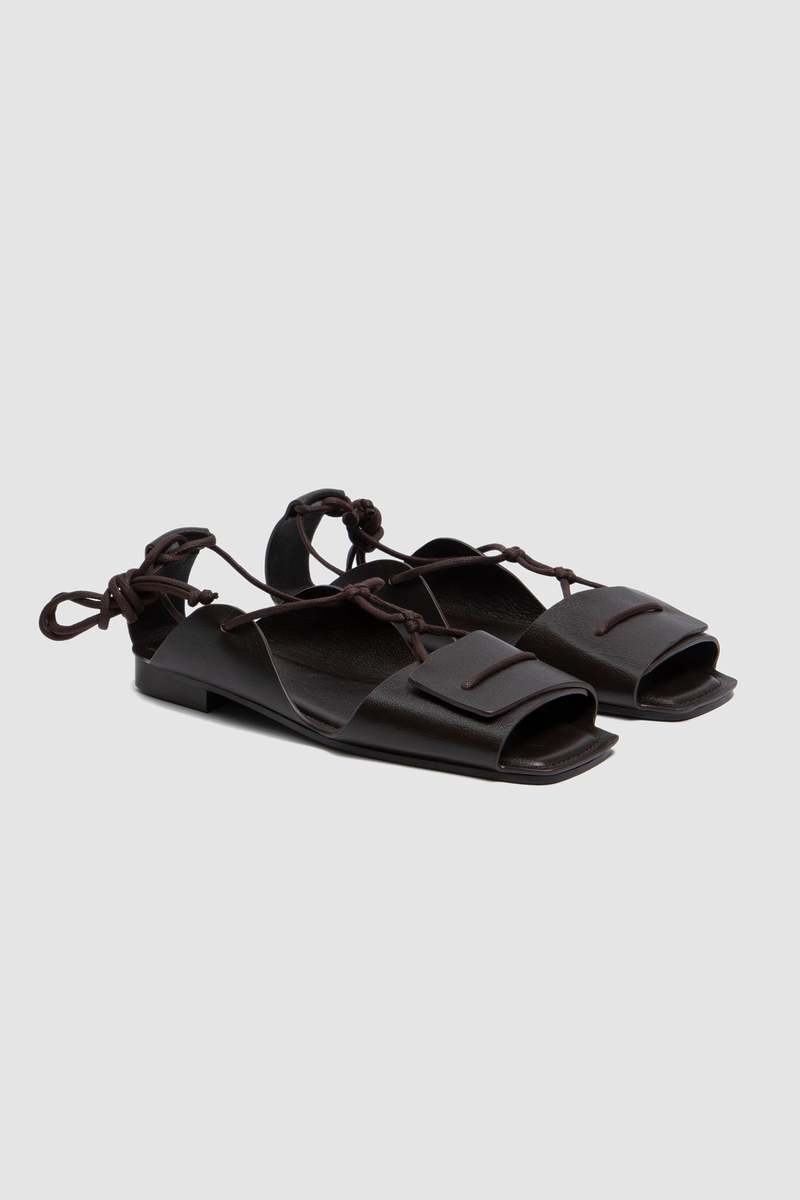 Lemaire Opanka Flat Sandals - Dark Chocolate | Garmentory
