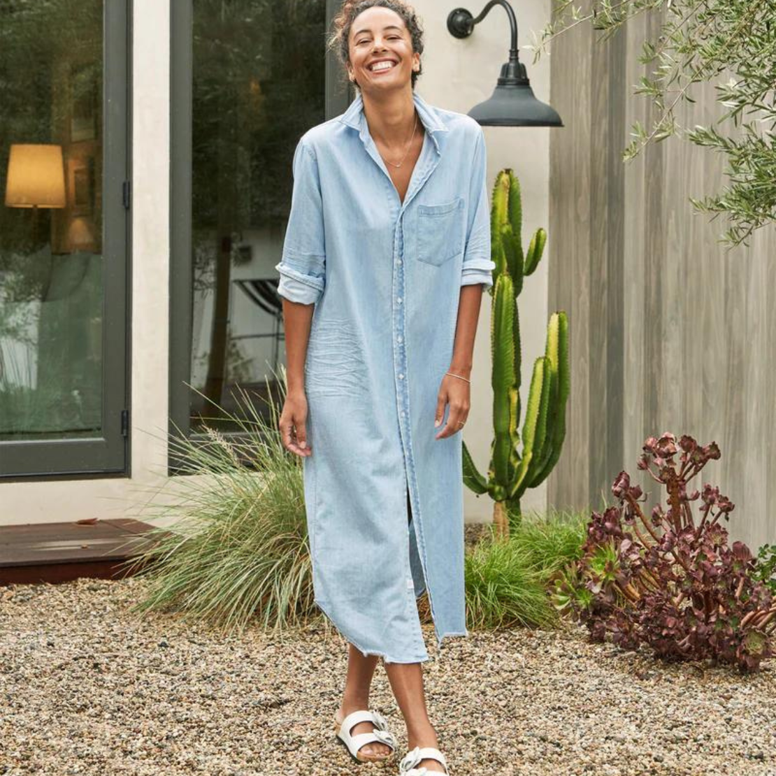 Frank & Eileen Rory Woven Long Dress - Classic Blue Tattered