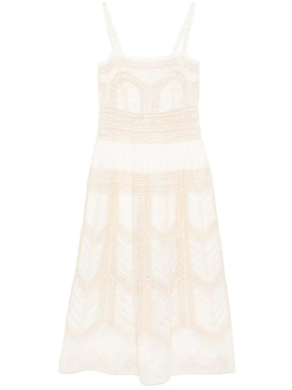 Zimmermann Acacia Lace Trim Midi Dress - Tea on Garmentory