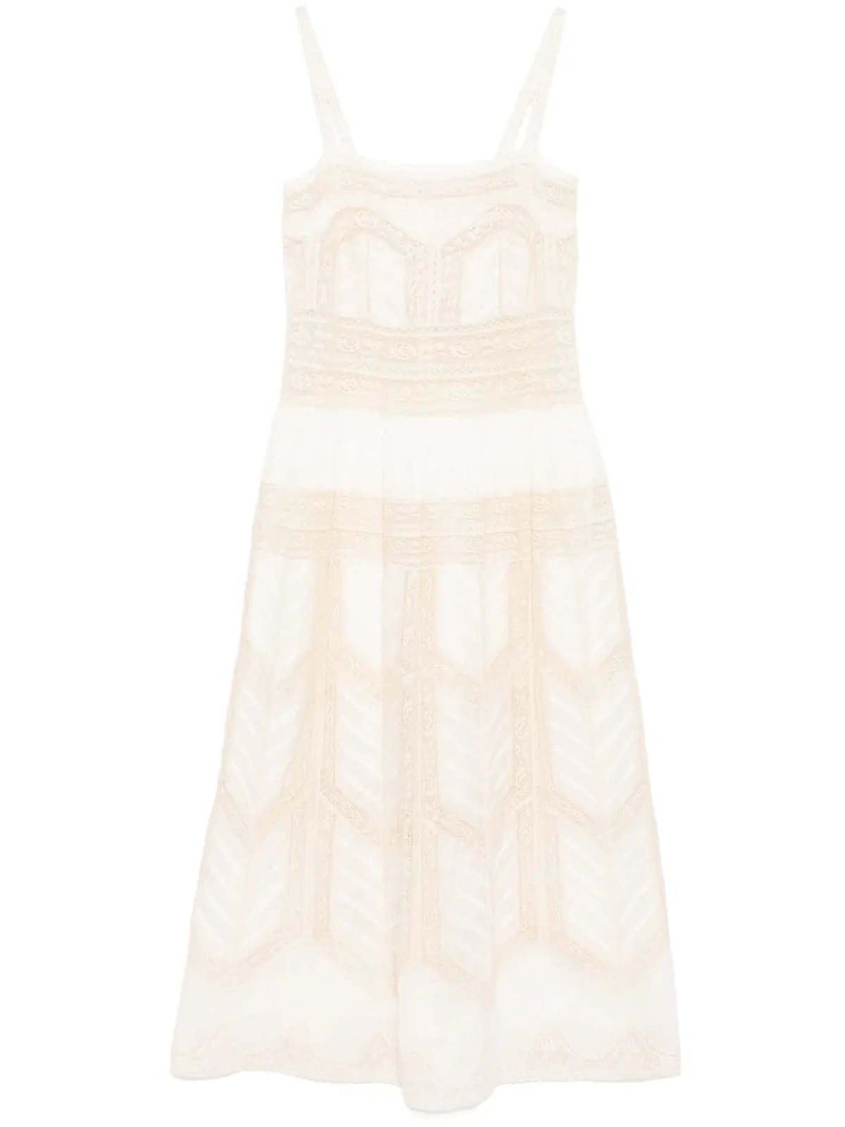 Zimmermann Acacia Lace Trim Midi Dress - Tea