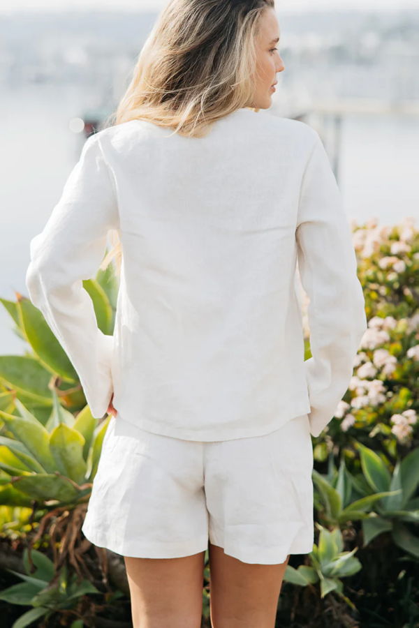 Isla & Sage Hudson Linen Shorts - White