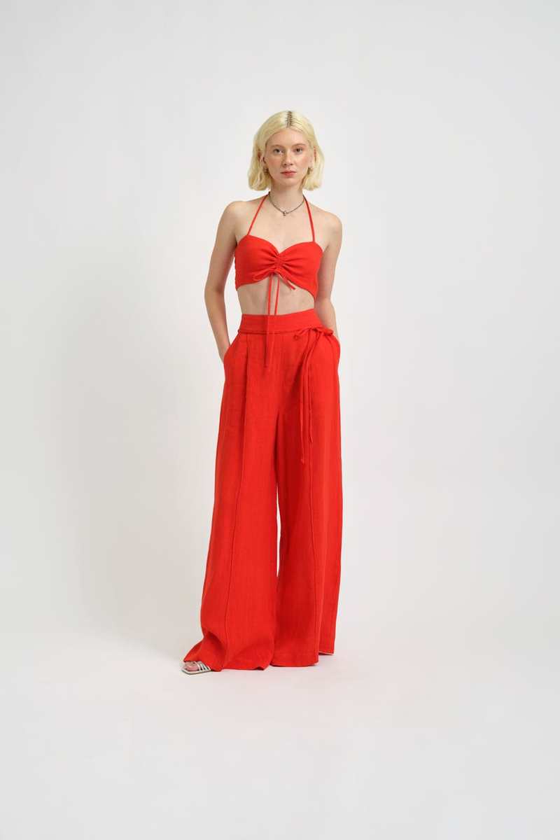 Eliza Faulkner Frankie Halter Top - Red Linen