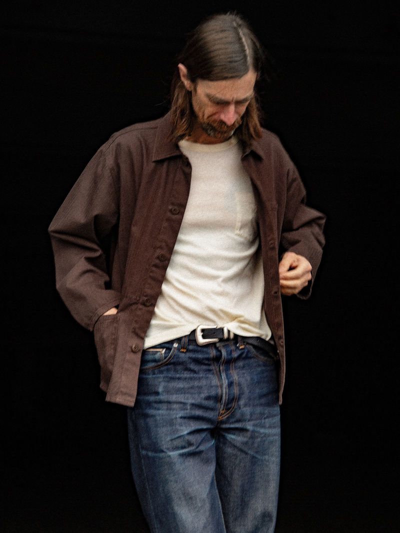 Nudie Jeans Buddy Herringbone Chore Jacket - Walnut