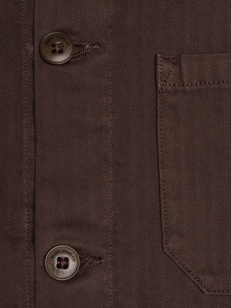 Nudie Jeans Buddy Herringbone Chore Jacket - Walnut